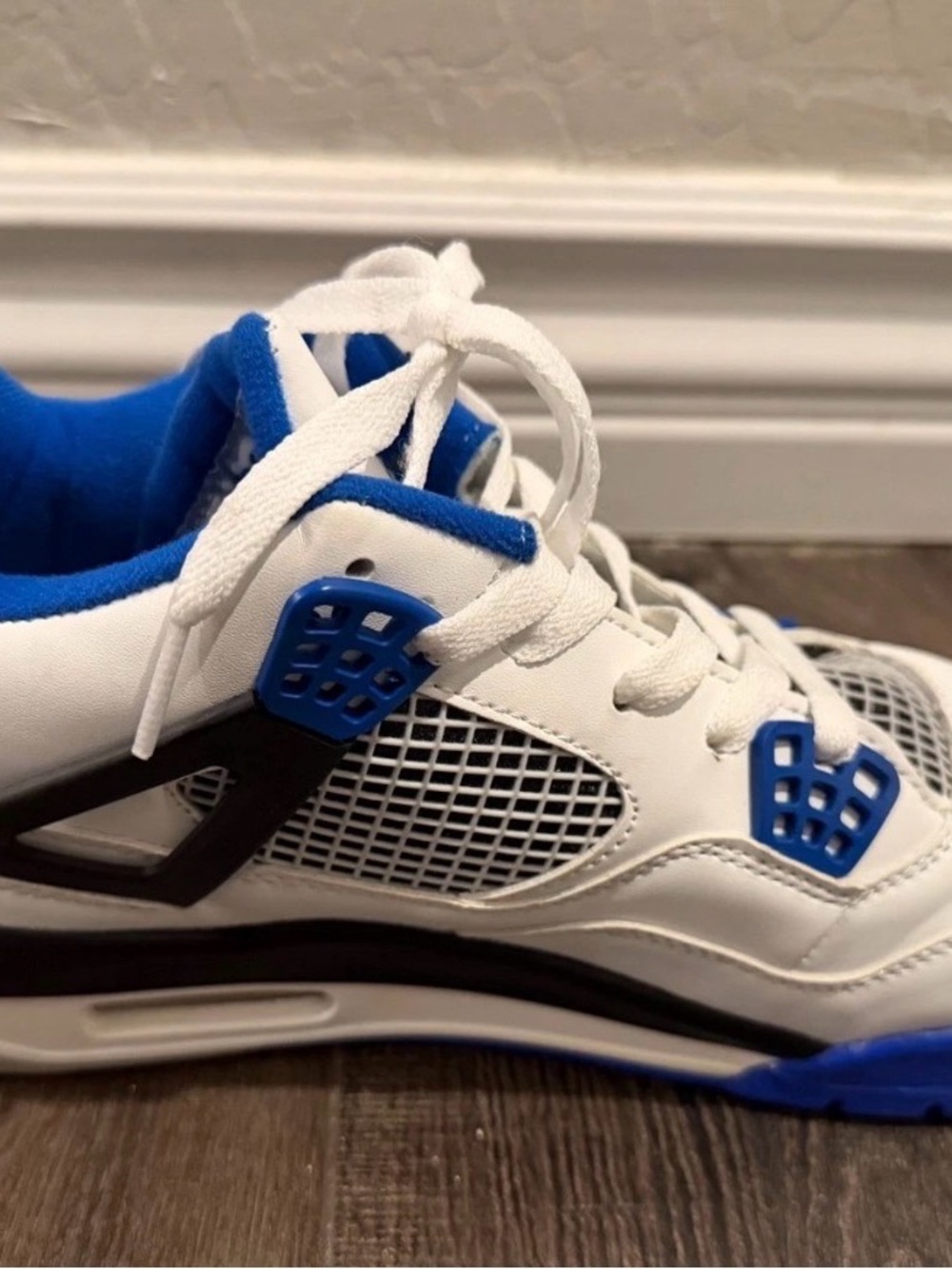 Air Jordan 4 Retro Motorsports White Blue Black 308497-117 Mens Size 8 - Picture 7 of 16
